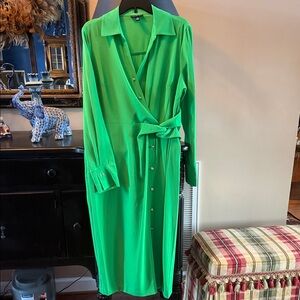 H by Halston Bright Green Wrap Dress